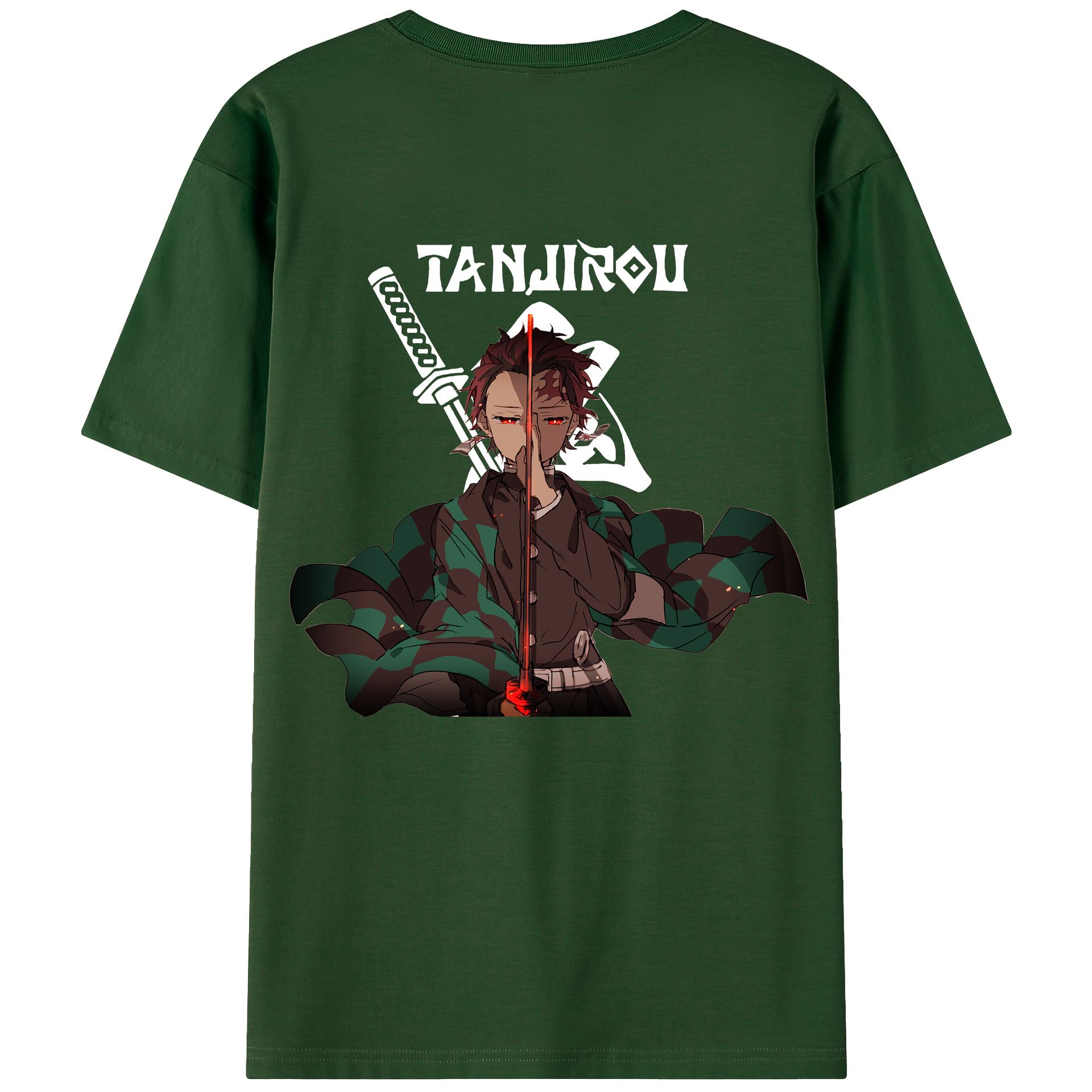 （画像用） 鬼滅の刃 竈門 炭治郎／かまど たんじろう Kamado Tanjirou 綿100％半袖Tシャツ（背面プリント）